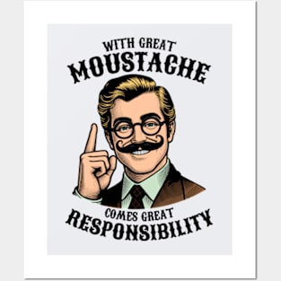 With Great Moustache Comes Great Responsibility Posters and Art